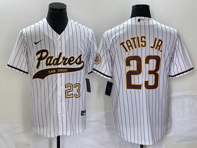 Mens San Diego Padres #23 Fernando Tatis Jr Number White NEW 2023 Cool Base Stitched Jersey->san diego padres->MLB Jersey